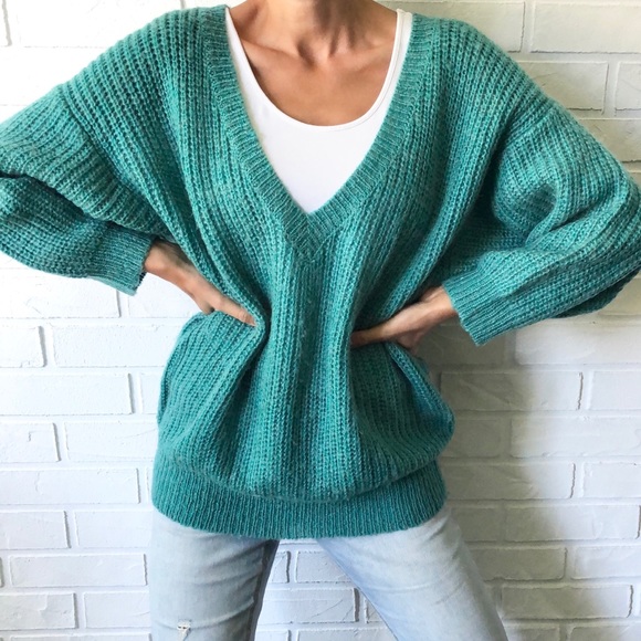 Vintage Sweaters - Vintage 80s wool blend chunky knit sweater M